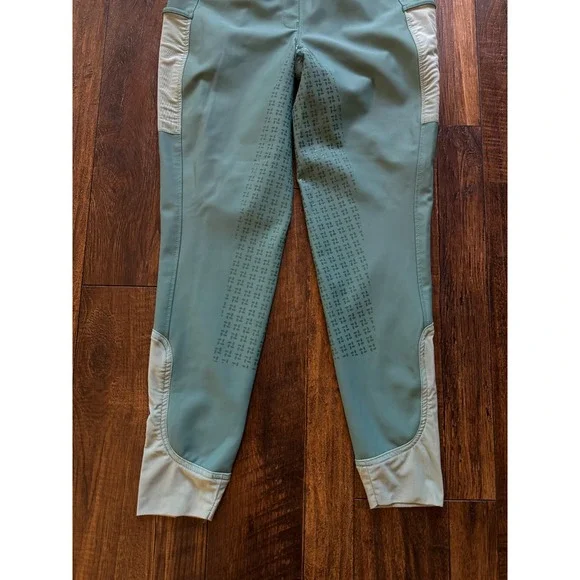 Piper by SmartPak Breeches Equestrian Riding Pants Women Medium Green Knee Patch - Picture 4 of 9